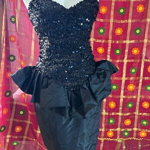 Black Sequin Strapless Dress
